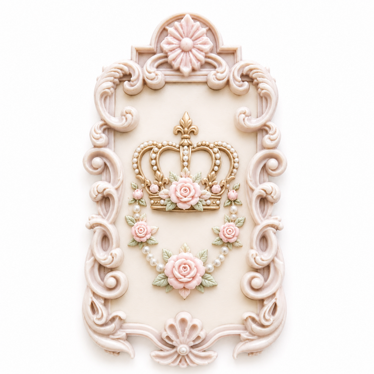 Marco Barroco Vertical Nº 36 con corona francesa romántica realizado con molde de silicona AradiaShop