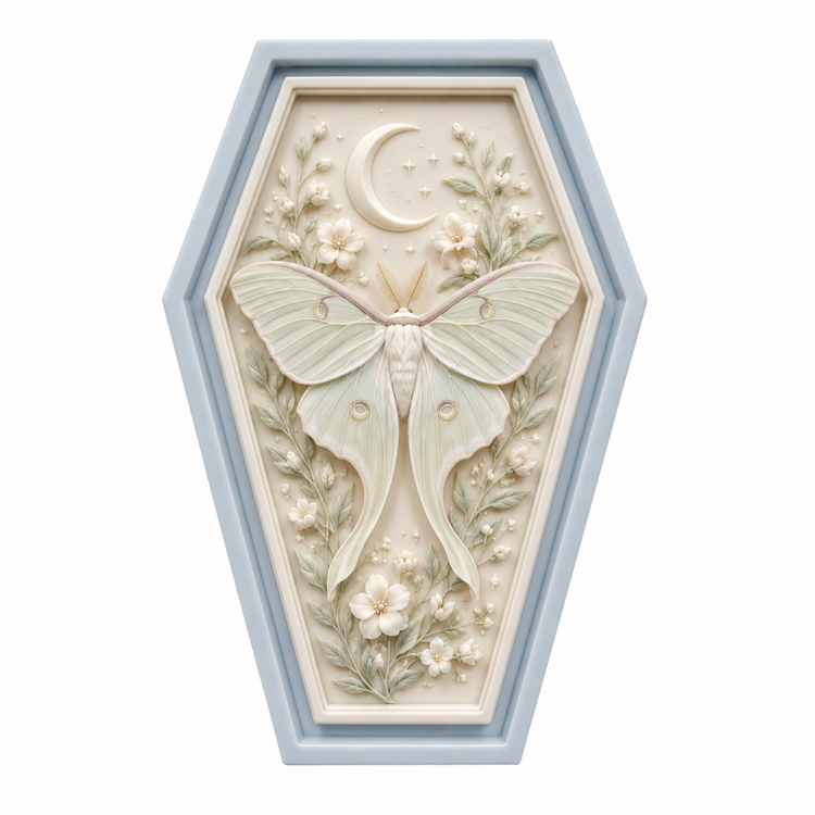Marco Gótico Decorativo Nº 24 con mariposa luna en tonos suaves realizado con molde de silicona AradiaShop