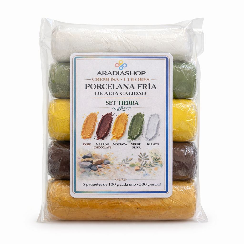 Set Porcelana Fría Cremosa Tierra 500g | 5 Colores Naturales