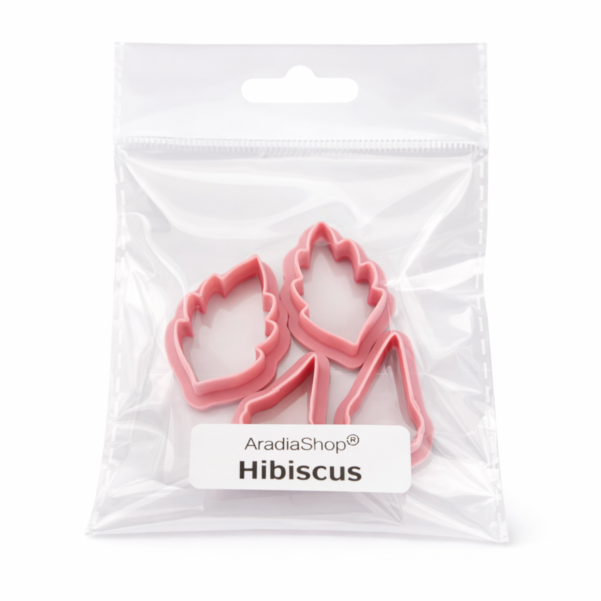 Set de cortadores de hibiscus en miniatura AradiaShop para porcelana fria en bolsa