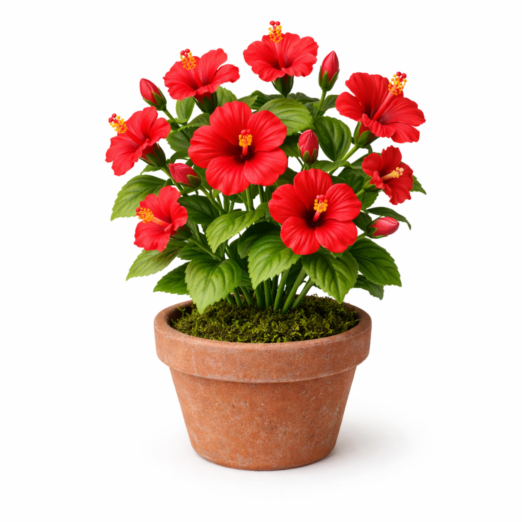 Flor de hibiscus rojo en miniatura realizada con porcelana fria usando cortadores AradiaShop