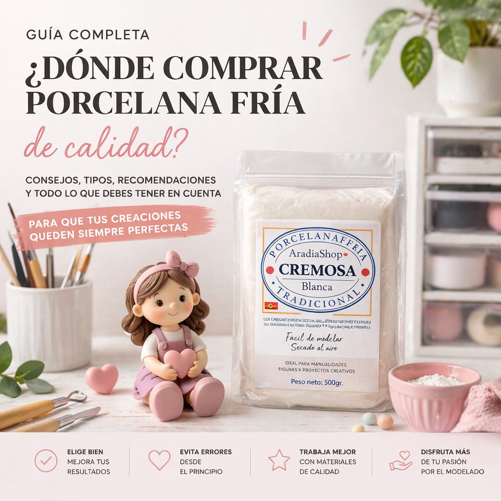 Dónde comprar porcelana fría cremosa AradiaShop de calidad para modelar figuras y manualidades
