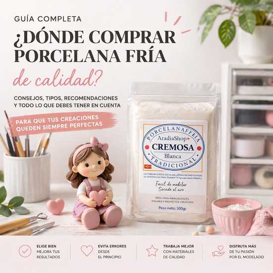 Dónde comprar porcelana fría cremosa AradiaShop de calidad para modelar figuras y manualidades
