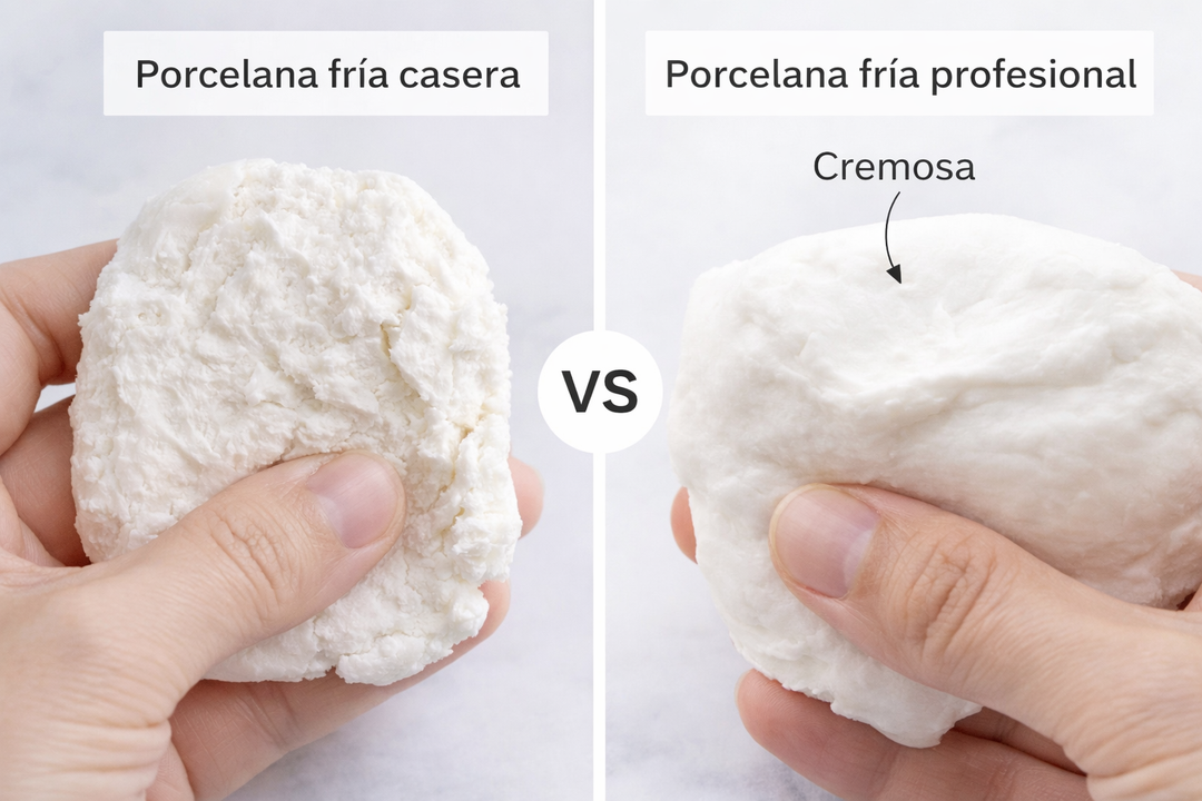 Diferencia real entre porcelana fría casera y porcelana profesional: textura, acabado y calidad