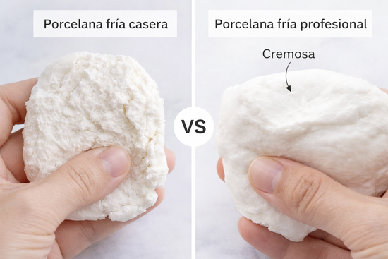 Diferencia real entre porcelana fría casera y porcelana profesional: textura, acabado y calidad