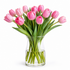 tulipanes en porcelana fría realistas en jarrón fondo blanco