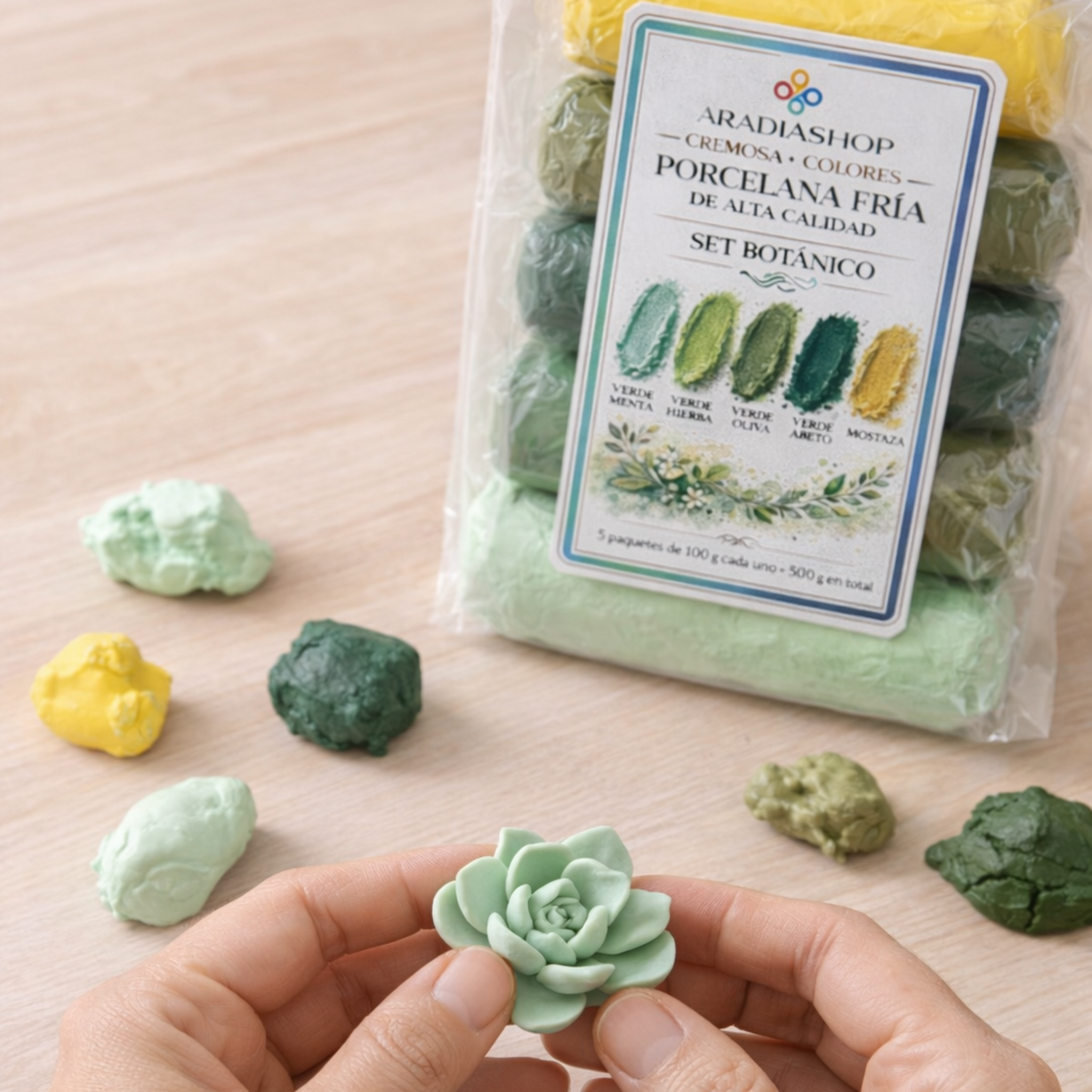 Cremosa Cold Porcelain Botanical Set 500g | 5 Natural & Green Colors