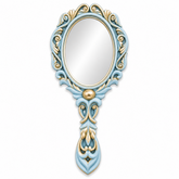 Espejo de Mano Barroco Nº 41 con acabado azul pastel y oro envejecido realizado con molde de silicona AradiaShop