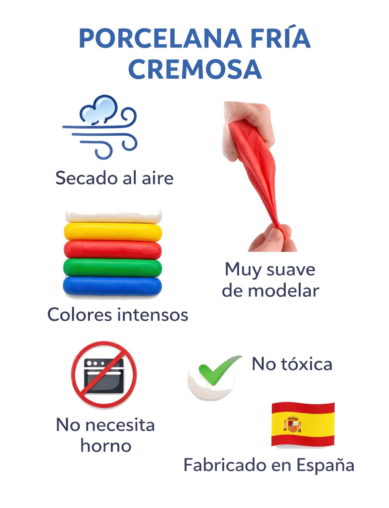 Set Porcelana Fría Cremosa Parchís | 5 Colores Primarios – No se Agrieta ni se Pega | 500g