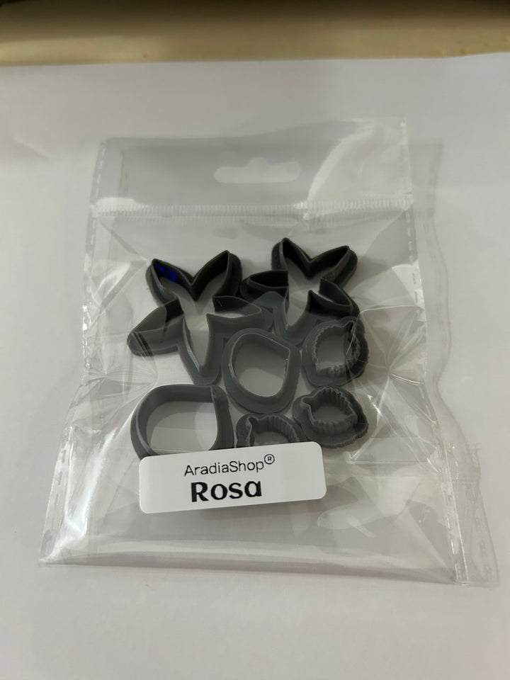 Set Mini Cortadores Rosa para Porcelana Fría y Fondant