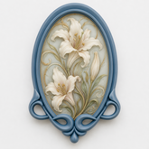 Marco Art Nouveau Ovalado Nº 17 decorado con lirios en estilo Art Nouveau realizado con molde de silicona AradiaShop