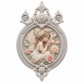 Marco Circular Ornamentado Nº 28 con hada de las rosas en tonos pastel realizado con molde de silicona AradiaShop