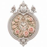 Marco Circular Ornamentado Nº 28 con reloj victoriano rodeado de rosas realizado con molde de silicona AradiaShop
