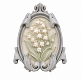 Marco Colgante Art Nouveau Nº 23 con lirio de los valles en tonos suaves realizado con molde de silicona AradiaShop