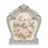 Marco Decorativo Art Nouveau Nº 48 con composición floral y ave en relieve realizado con molde de silicona AradiaShop