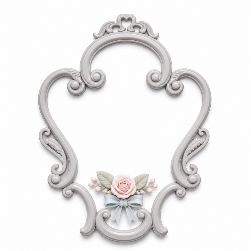 Marco Decorativo Clásico Nº 6 decorado con cesta de flores en porcelana fría de tonos pastel