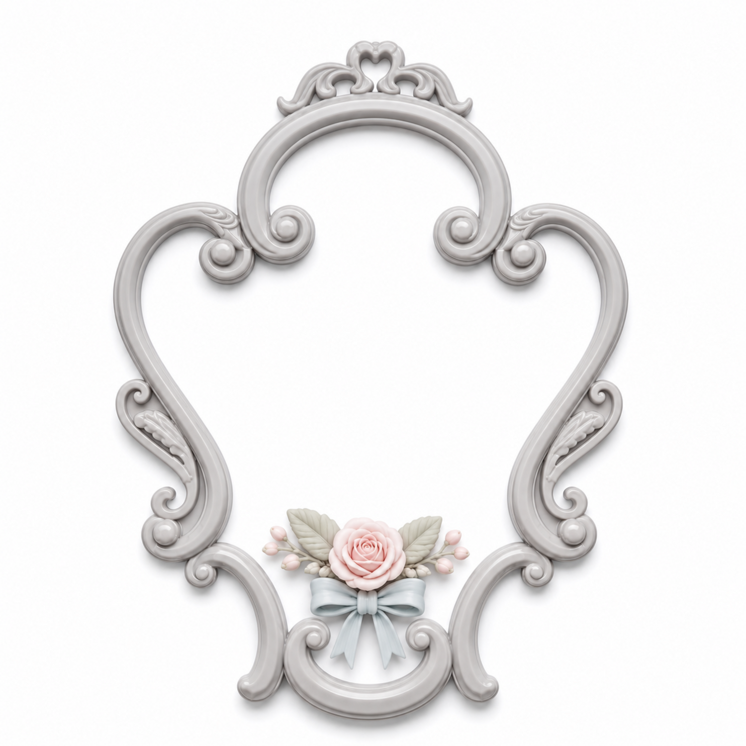 Marco Decorativo Clásico Nº 6 decorado con cesta de flores en porcelana fría de tonos pastel