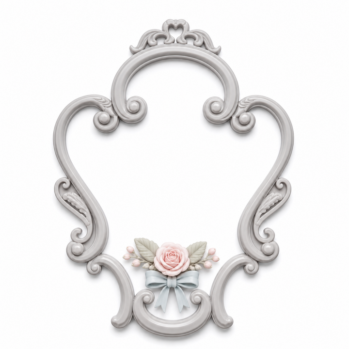 Marco Decorativo Clásico Nº 6 decorado con cesta de flores en porcelana fría de tonos pastel