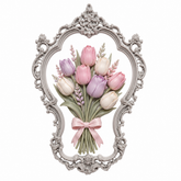 Marco Floral Barroco Nº 13 decorado con ramo de tulipanes en tonos pastel realizado con molde de silicona AradiaShop