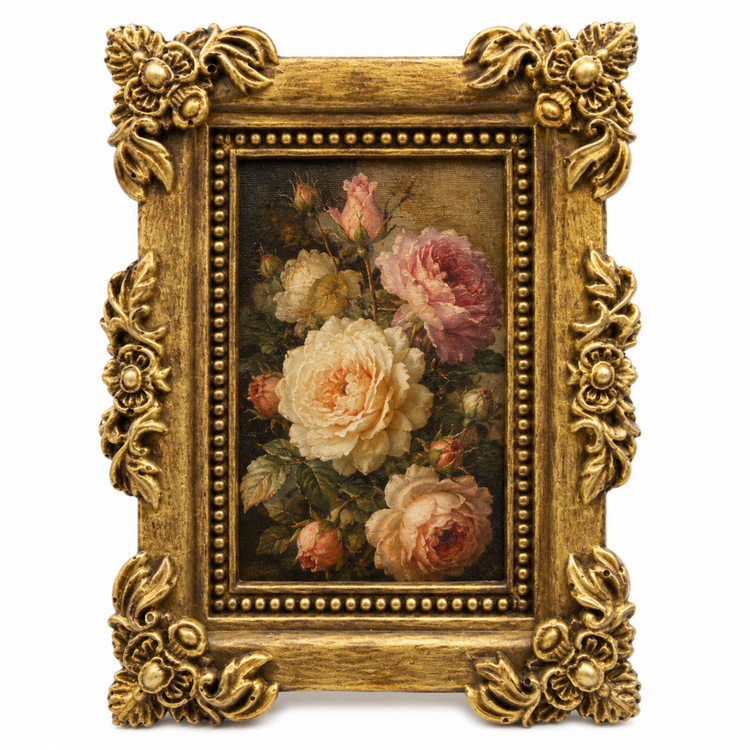 Marco Floral Clásico Nº 30 con óleo de rosas inglesas realizado con molde de silicona AradiaShop