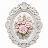 Marco Oval Barroco Nº 5 decorado con rosas de porcelana fría en tonos pastel