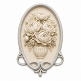 Marco Ovalado Clásico Nº 45 decorado en tonos beige con relieve floral realizado con molde de silicona AradiaShop