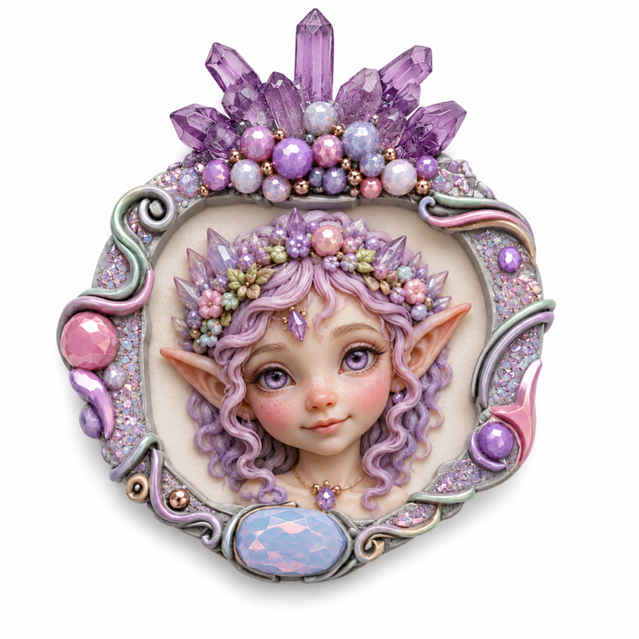 Marco de Cristales Mágicos Nº 49 con duende de fantasía realizado con molde de silicona AradiaShop