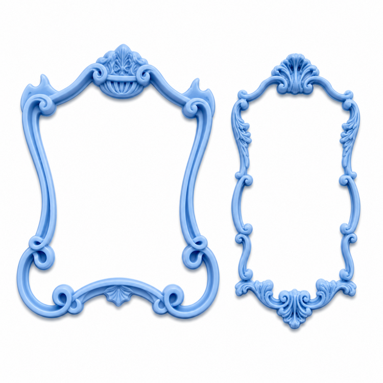 Dos marcos rococó realizados con molde de silicona AradiaShop Nº 10
