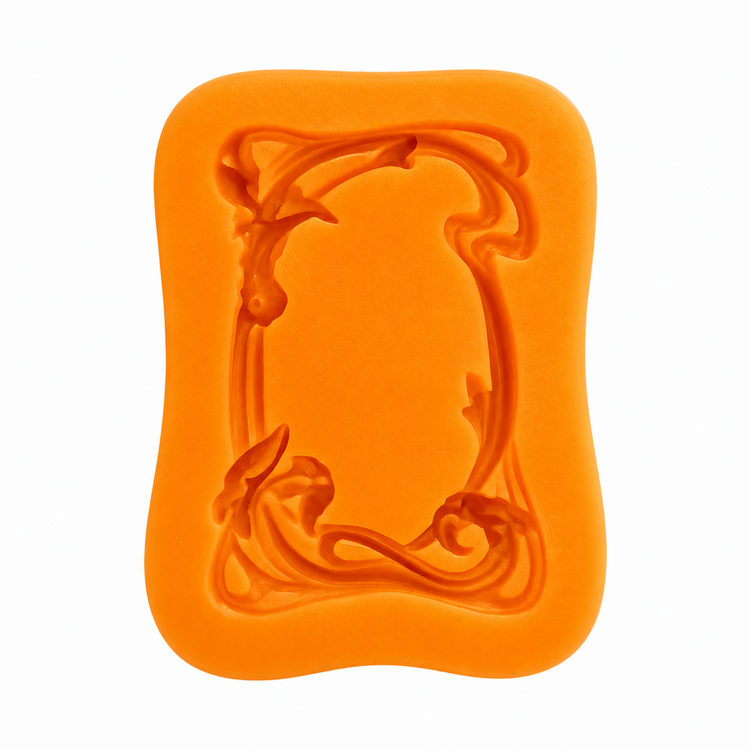 Molde de silicona para marco Art Nouveau en miniatura compatible con porcelana fría y resina