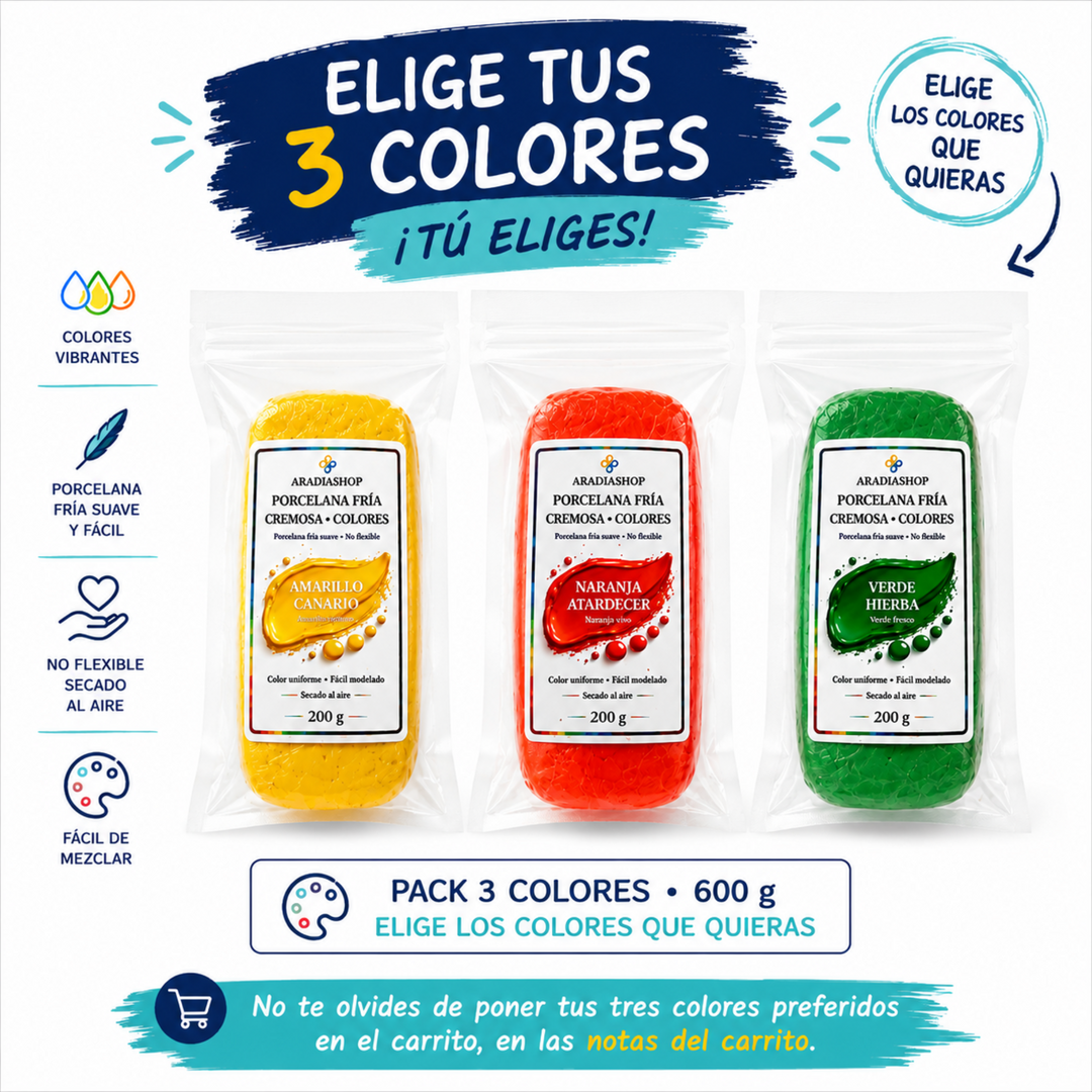 Pack de 3 colores de Porcelana fría Cremosa | AradiaShop