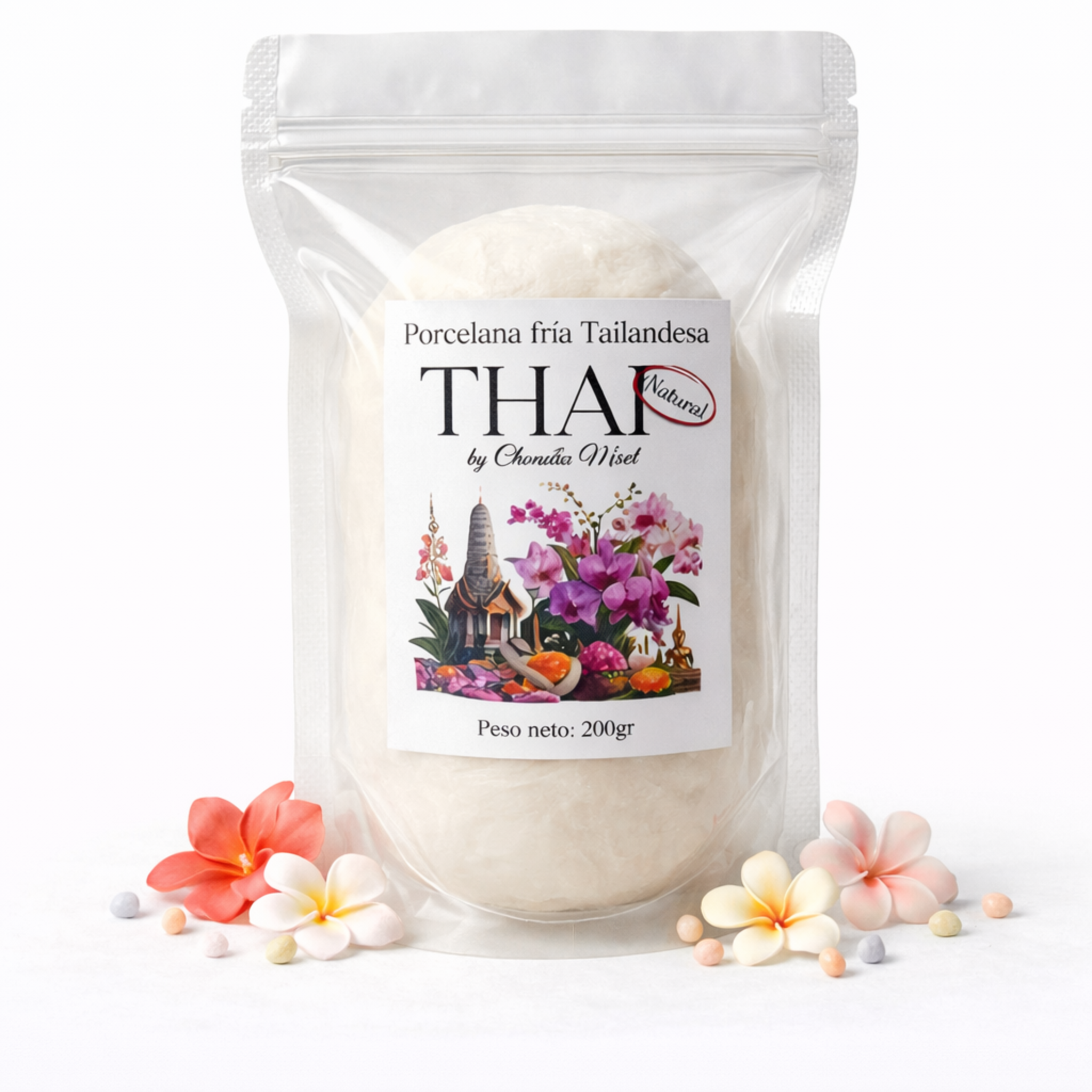 Porcelana Fría Thai para Flores | Ultra Flexible | 200g | Natural, Blanco, Rojo, Verde y Granate