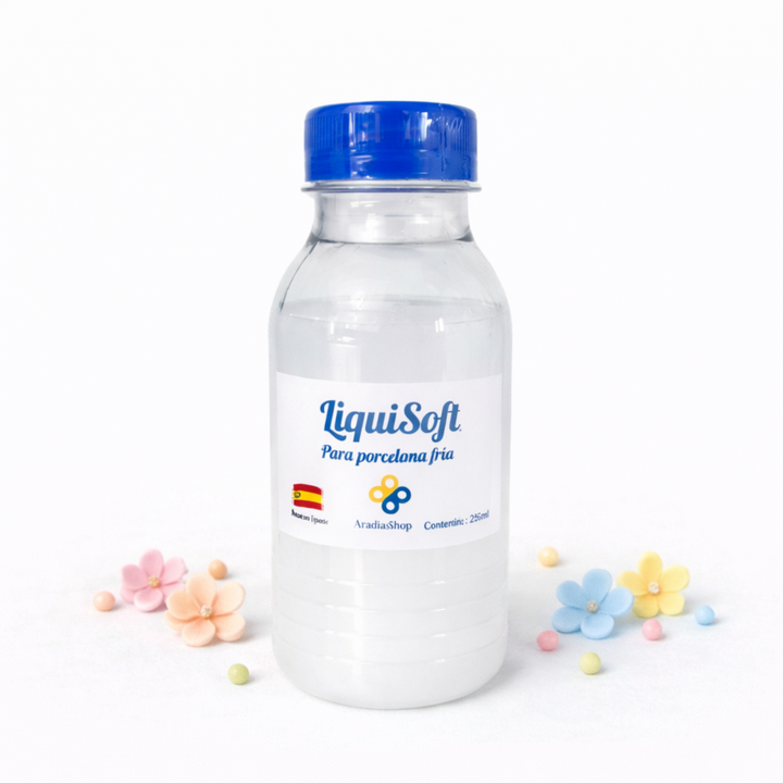 Ablandador Liquid Soft AradiaShop aplicado en porcelana fría para recuperar flexibilidad y suavidad