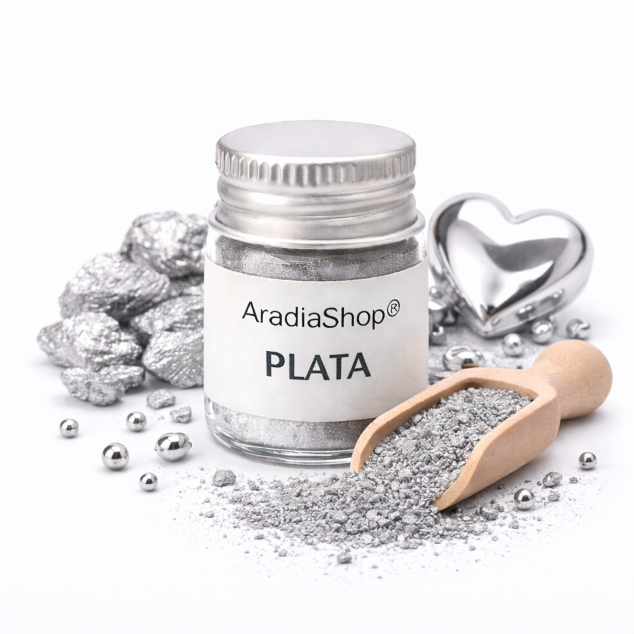 Pigmento metalizado plata para porcelana fria AradiaShop