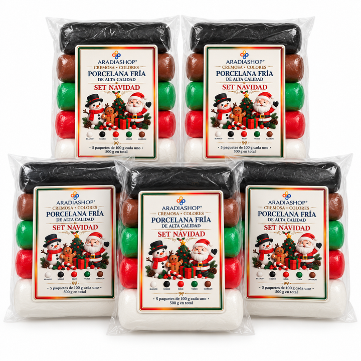 Set Navidad de Porcelana fría Cremosa 5 colores | Aradiashop® AradiaShop