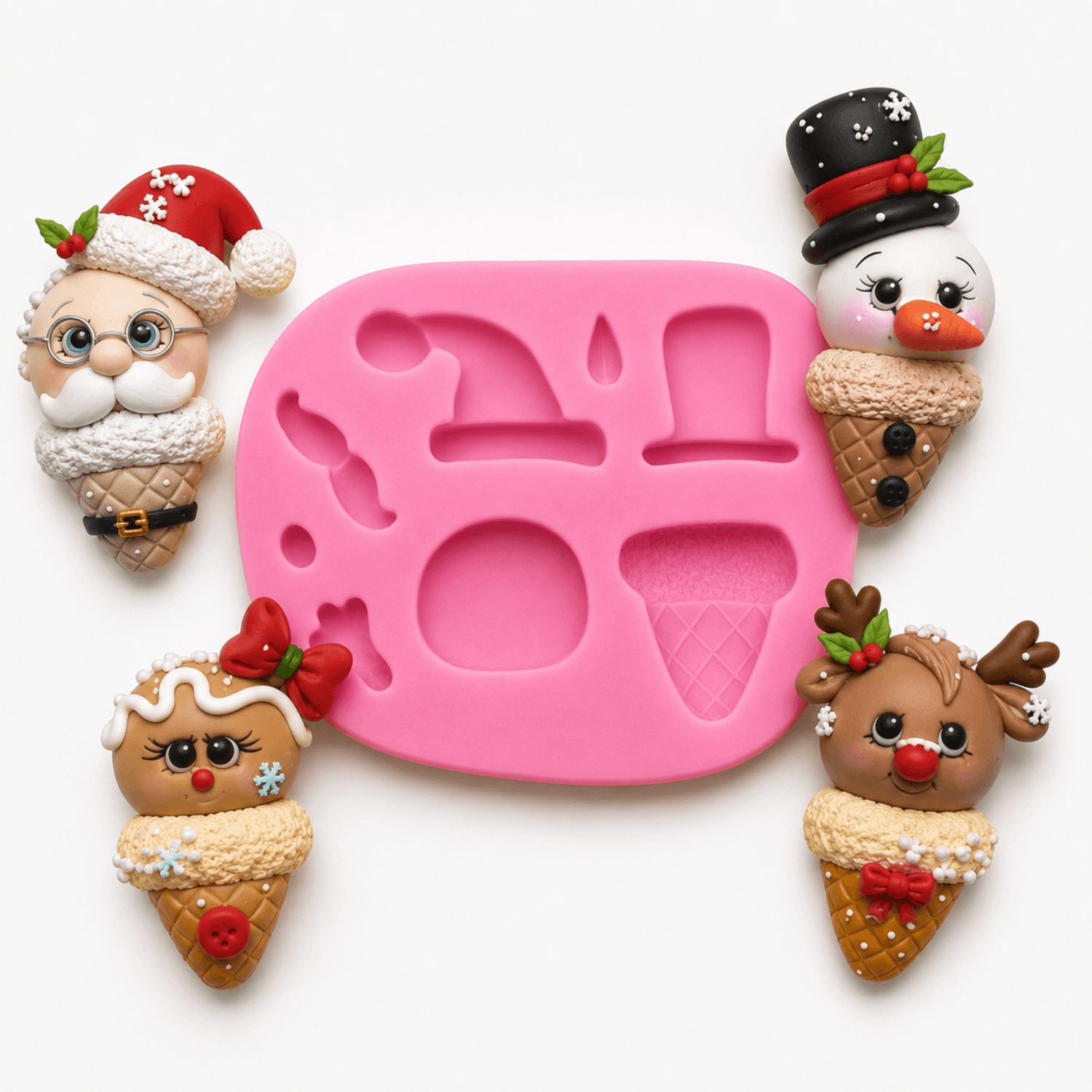 Molde Conitos Navideños Mini con figuras de porcelana fría AradiaShop