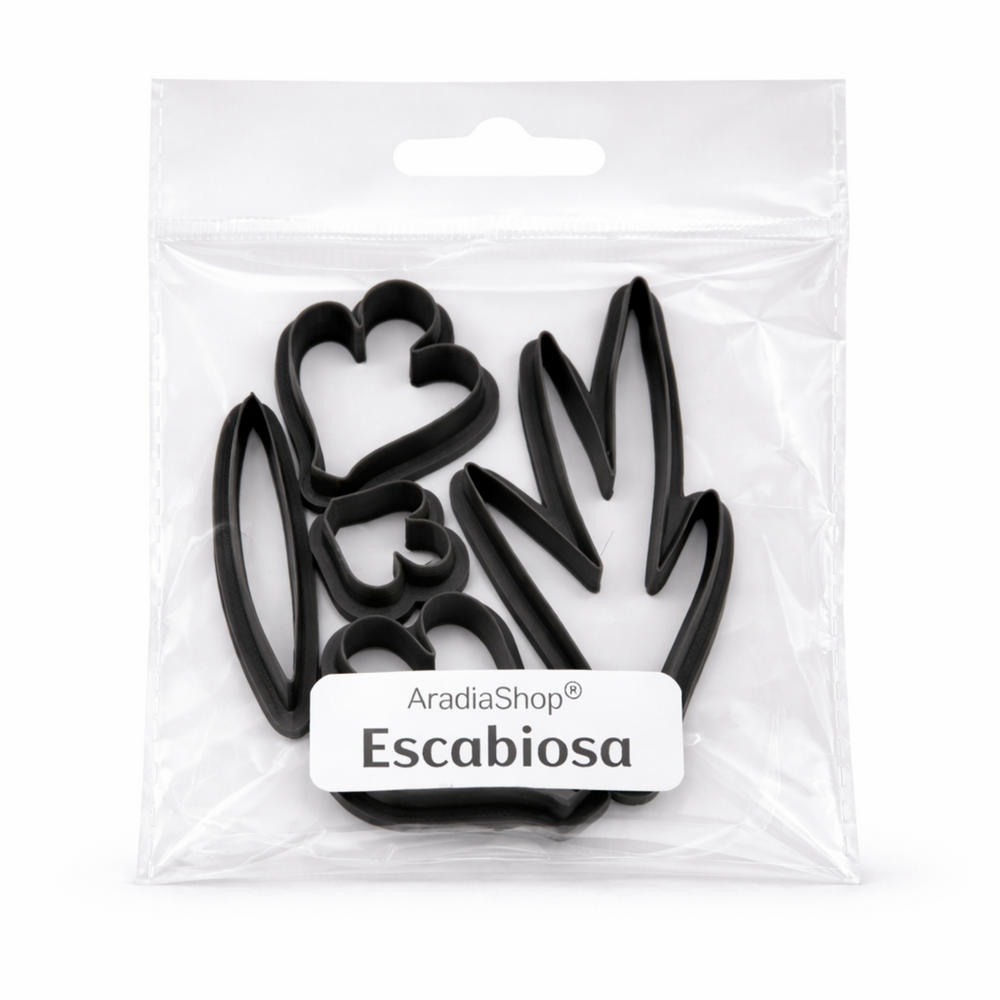 Set de cortadores de escabiosa AradiaShop para porcelana fria en bolsa