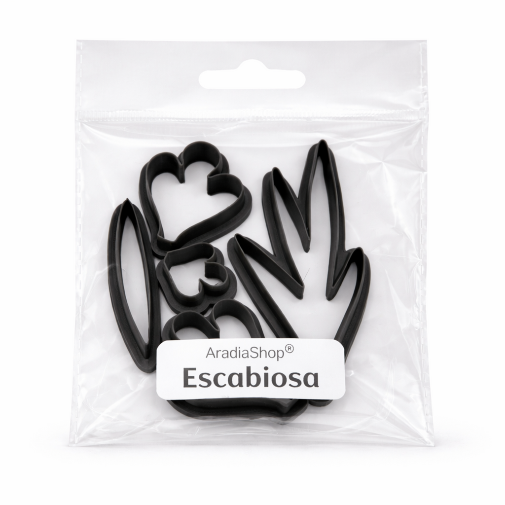 Set de cortadores de escabiosa AradiaShop para porcelana fria en bolsa