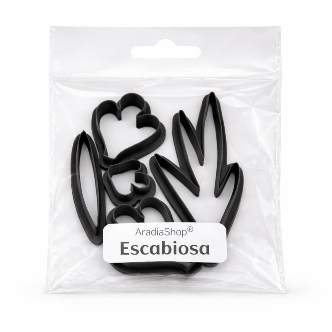 Set de cortadores de escabiosa AradiaShop para porcelana fria en bolsa
