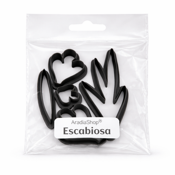 Set de cortadores de escabiosa AradiaShop para porcelana fria en bolsa