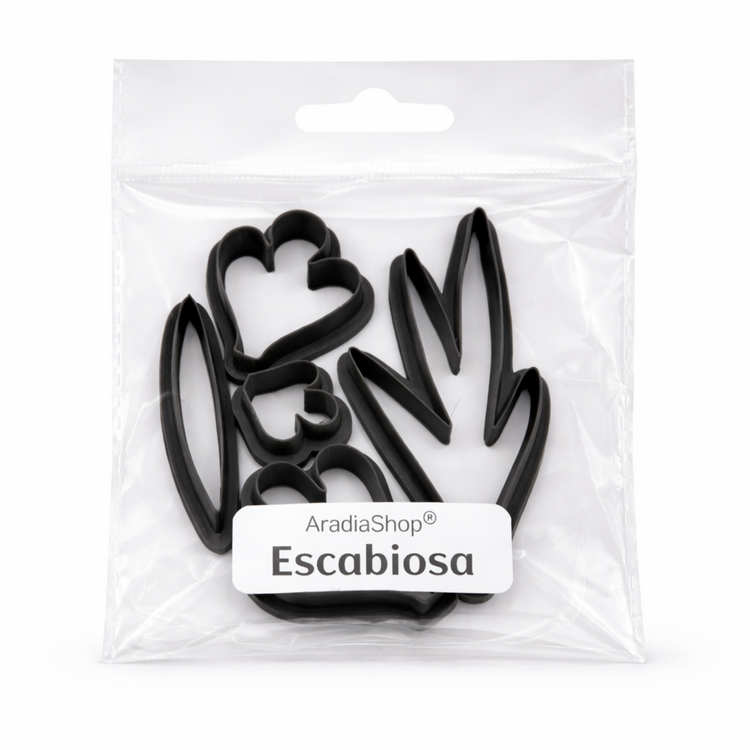 Set de cortadores de escabiosa AradiaShop para porcelana fria en bolsa
