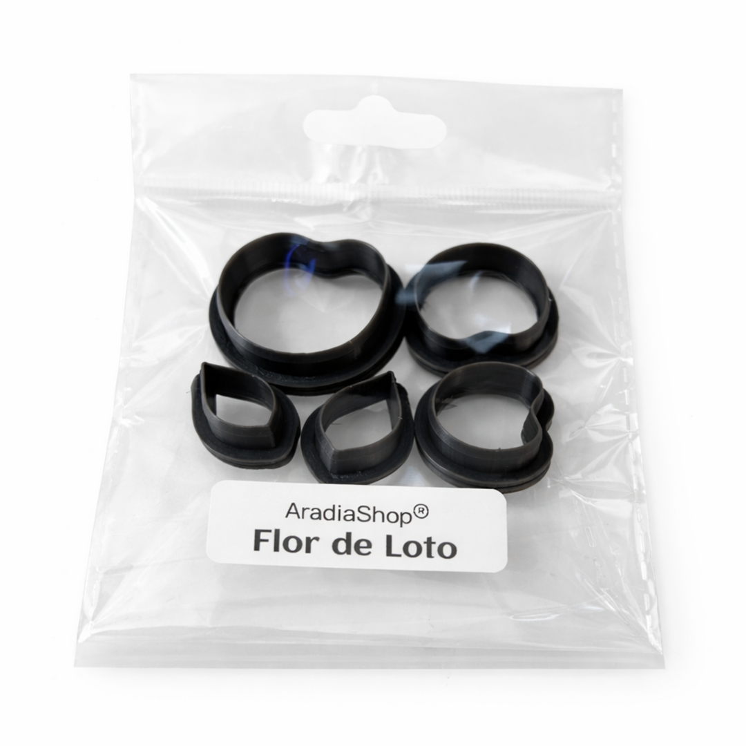 Set de cortadores de flor de loto AradiaShop para porcelana fria en bolsa