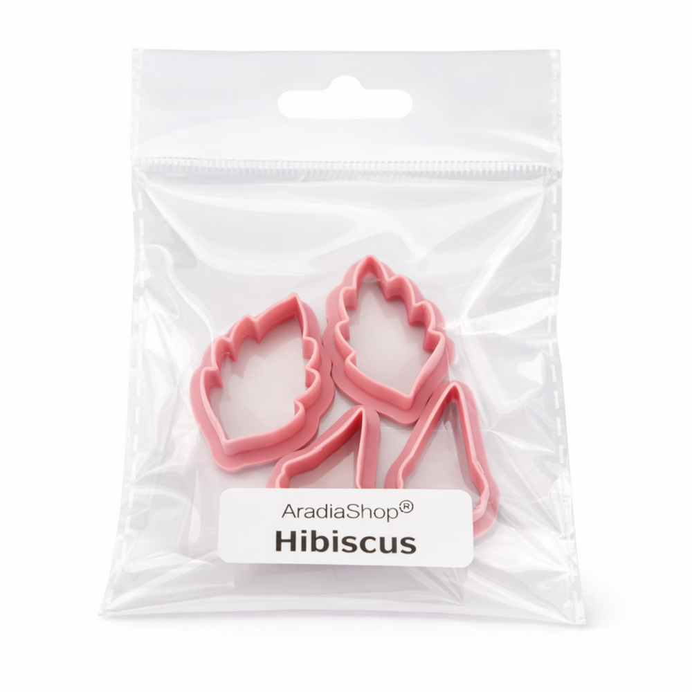 Set de cortadores de hibiscus en miniatura AradiaShop para porcelana fria en bolsa