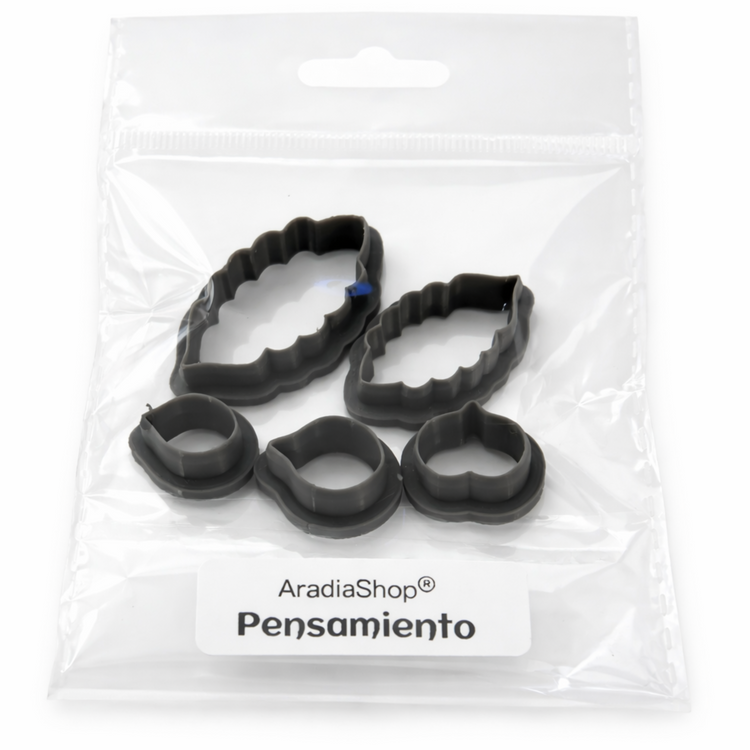 Set de cortadores de pensamiento AradiaShop para porcelana fria en bolsa