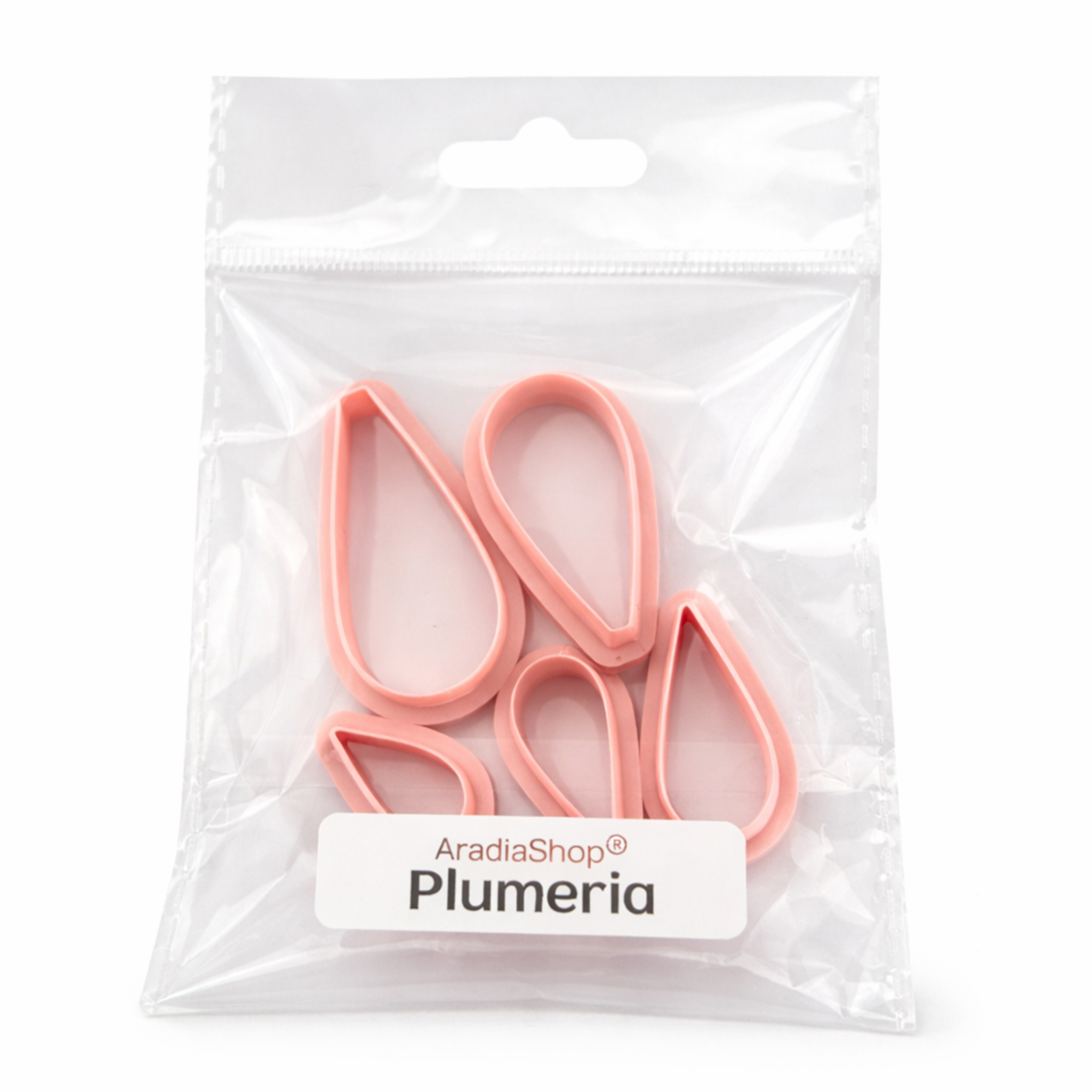 Set de cortadores de plumeria en miniatura AradiaShop para porcelana fria en bolsa
