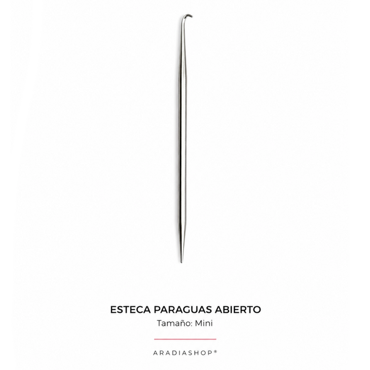 Esteca paraguas abierto mini de acero inoxidable para modelado en porcelana fría