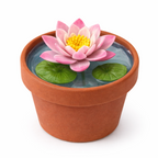Flor de loto realizada con porcelana fria en maceta usando cortadores AradiaShop