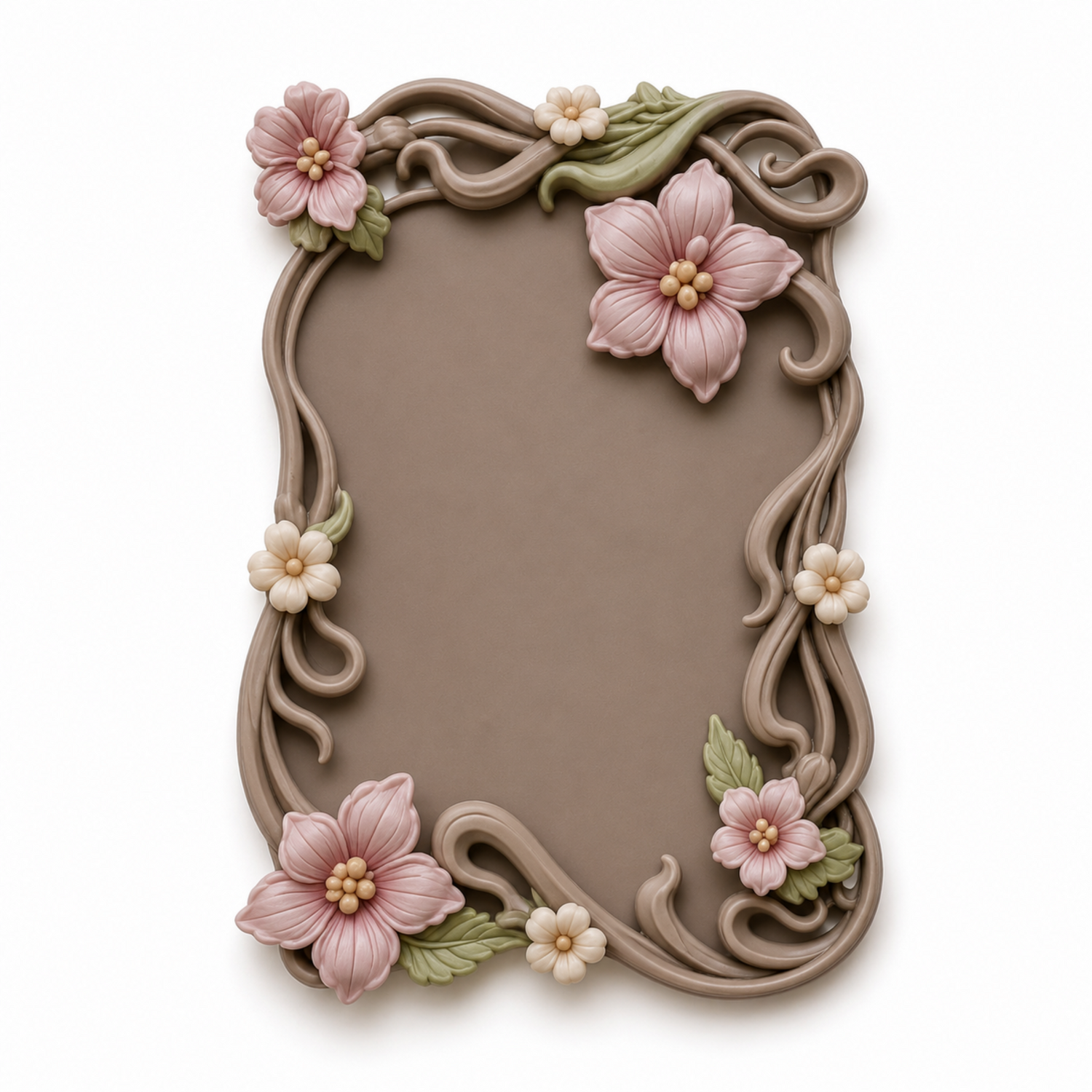 Marco Floral Art Nouveau Nº 2 decorado con flores de porcelana fría en miniatura