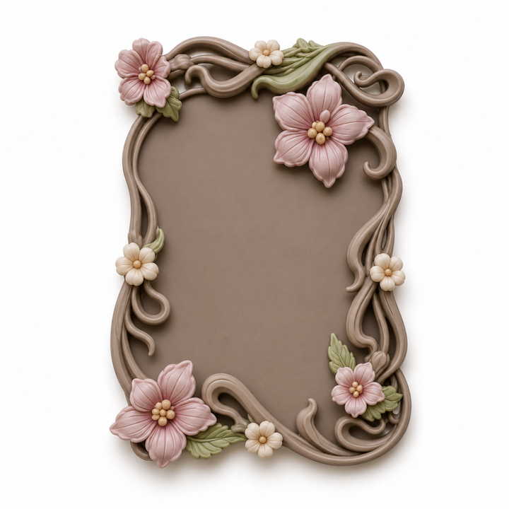 Marco Floral Art Nouveau Nº 2 decorado con flores de porcelana fría en miniatura
