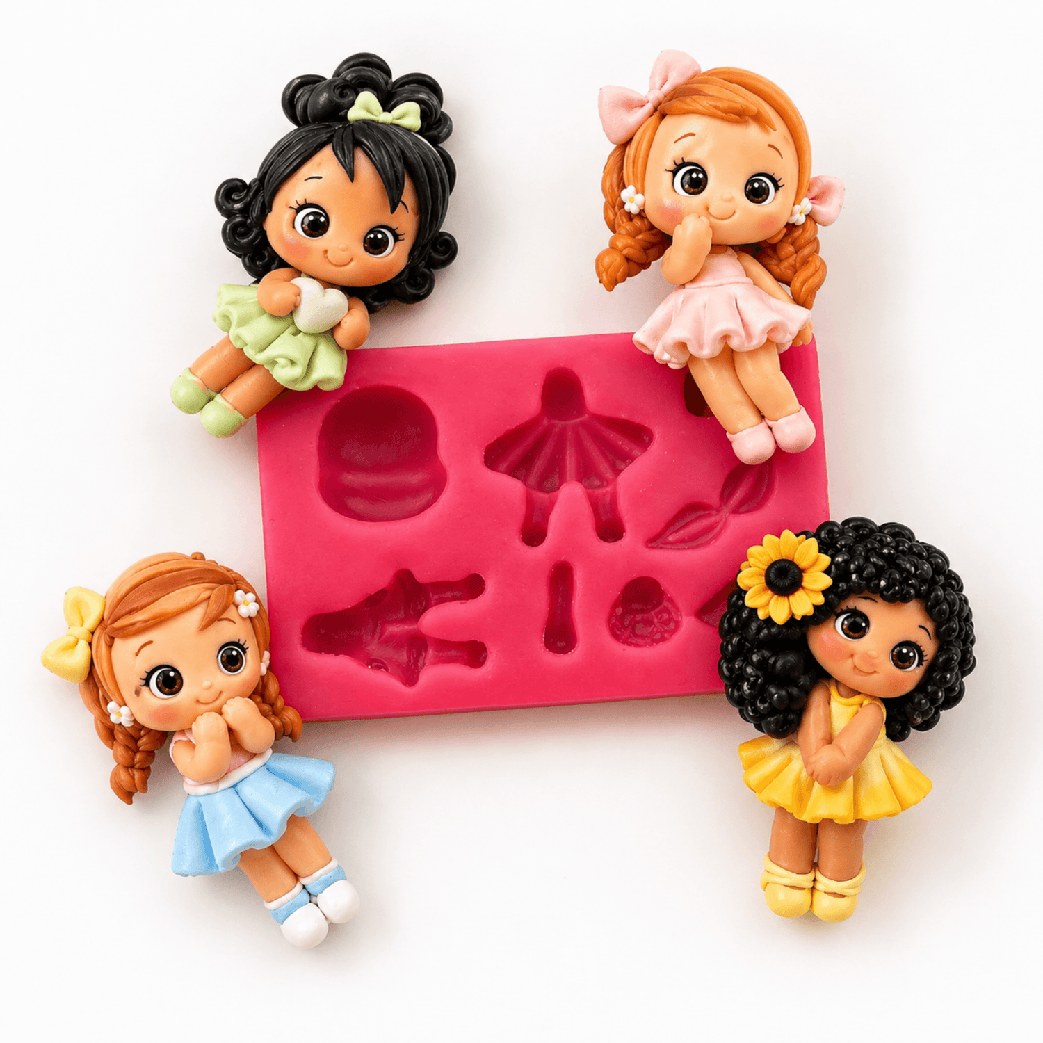 Molde Mini Dolls Kawaii con figuras de porcelana fría AradiaShop