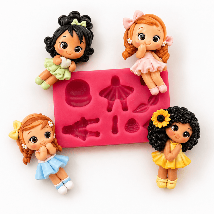Molde Mini Dolls Kawaii con figuras de porcelana fría AradiaShop